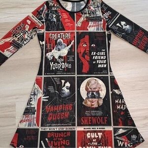 Graphic Print Long Sleeve Kids Dress